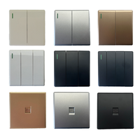Interruptores y enchufes universales modernos negros mate, de PC Panel, enchufes de pared de cocina eléctricos multifunción dobles estándar del Reino Unido