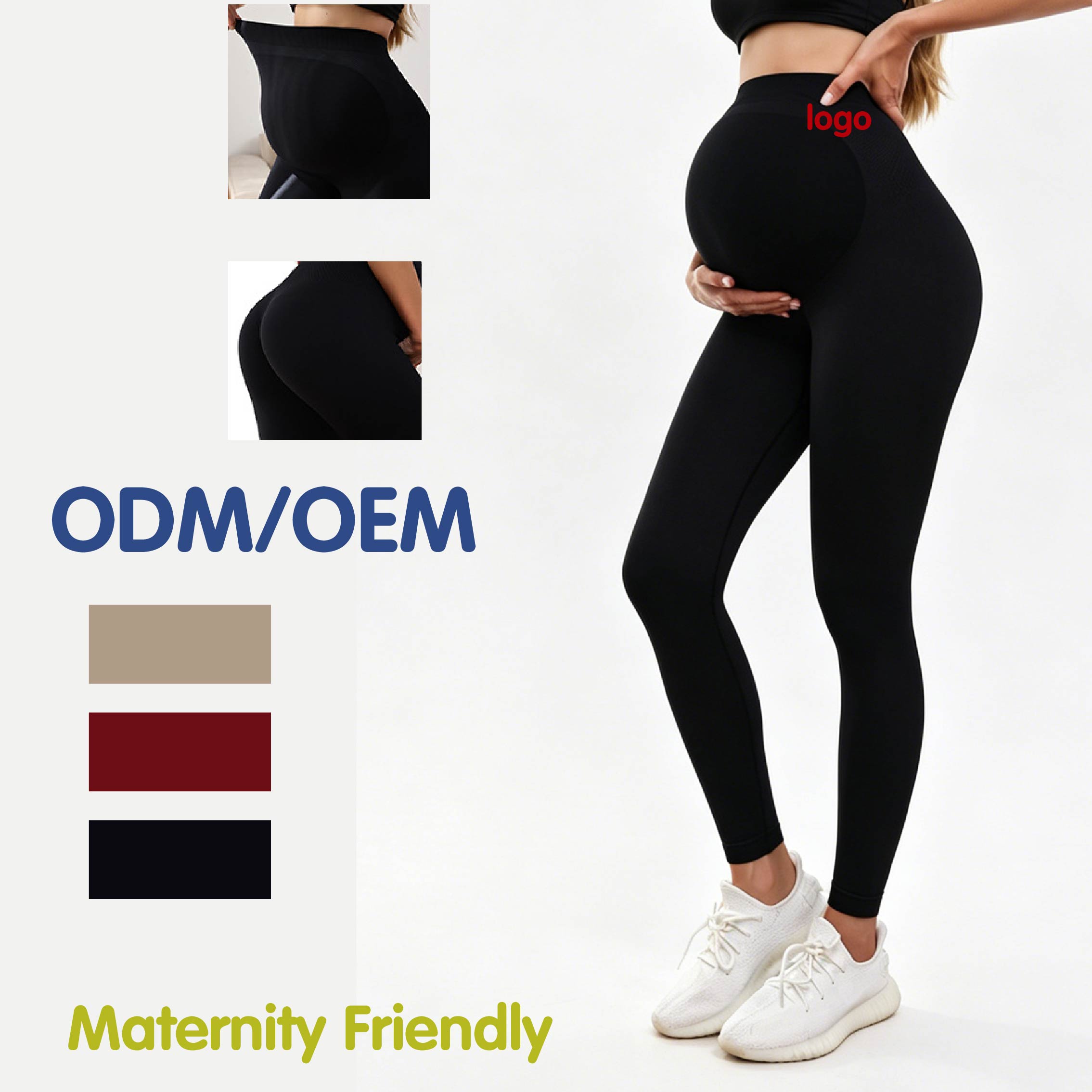Slim Fit Full Length Maternity Workout Leggings High Waist Belly Care Hip Lifting Elastic Nylon Spandex Women Yoga Pants