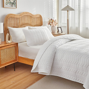 Couvre-lits matelassés lavés double face sur mesure en gros, taille king, queen, double, ensemble de literie 3 pièces, couleur unie, édredons doux - Product Image 6