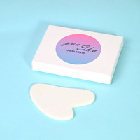Jade Blanc Gua Sha Pierre Naturelle Lisse Froid Relaxation Musculaire Guasha Facial Tout pour le Massage du Visage et du Corps Ensemble Guasha