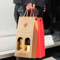 Logo personnalisé Kraft papier carton 2 emballage de bouteille de vin boîte d'emballage pour une seule bouteille de vin