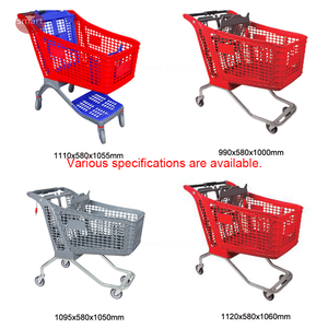 Chariot de courses en plastique personnalisable SMT à prix de gros, chariot de supermarché avec cadre métallique et roues en PU silencieuses - Product Image 3