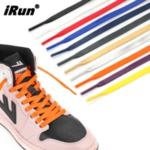 iRun Custom Color Air Flat Leather Shoe Lace Genuine Sheepskin Premium Leather Shoelaces with Shiny Metal Tips Gold Aglet