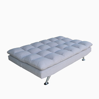 Sofá Cama Convertible de Madera Gris Claro, Diseño Moderno, Cojín Acolchado, Patas de Metal Cromado, Extensible/Plegable, de Algodón, para Sala de Estar/Dormitorio
