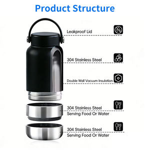 Bouteilles d'eau pour chien en acier inoxydable 3 en 1 de 32 oz pour les voyages en plein air avec bol pour nourriture, distributeur de nourriture pour animaux de compagnie 2026, boîtes cadeaux pour animaux de compagnie, bouteille pour animaux de compagnie - Product Image 5