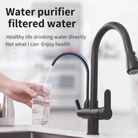 Heiß kaltwasser mischer 360 Rotation Kupfer Messing Pull Spring Küchen armatur Moderne Trinkwasser filter reiniger Filtration