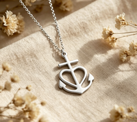 Collier en gros avec pendentif ancre cœur en acier inoxydable hypoallergénique, breloque croix ancre, colliers charme océan et foi pour femmes