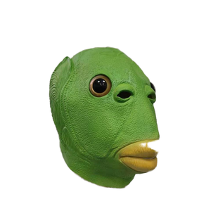 Máscara de cabeza de animal Halloween Cosplay <span class=keywords><strong>carnaval</strong></span> mascarada pez verde máscara facial divertida para niños y adultos fiesta disfraz Prop - Product Image 2