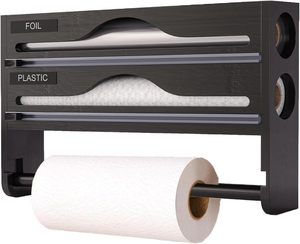 Distributeur de papier d'aluminium coupe-film alimentaire organisateur mural lame coulissante intégrée boîte de rangement de cuisine armoire garde-manger <span class=keywords><strong>réfrigérateur</strong></span> - Product Image 6