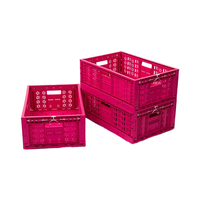 Conteneurs de stockage pliants en maille Corbeille de fruits empilable Boîte de rangement en plastique de chiffre d'affaires Caisses en plastique d'affichage