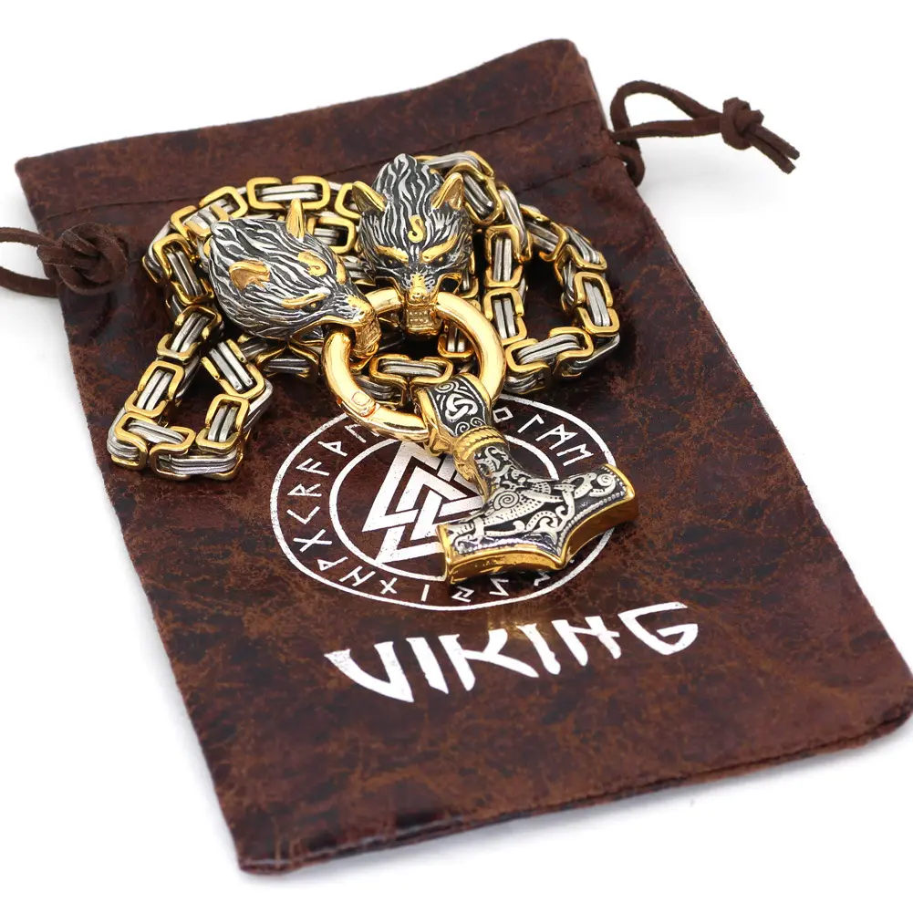 Edelstahl Vierkant kette Thors Hammer Anhänger Herren Titan Stahl Halskette Tide Viking Schmuck