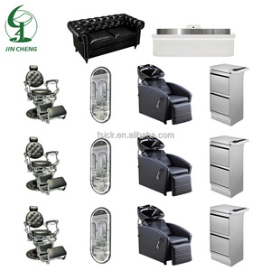 Jincheng Salonmeubilair Zwarte Stoel Salonspiegel Licht Zwarte <span class=keywords><strong>Trolley</strong></span> Schoonheidssalon Balie met LED - Product Image 3