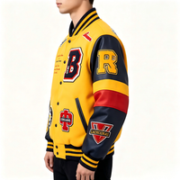 Fabrication OEM, vestes en laine pour hommes, vestes de baseball en laine, tailles plus grandes, logo personnalisé, patch, manches en cuir, veste pour hommes