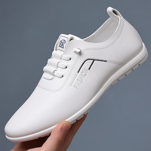<b>White</b> Soft Leather Men's Business Casual Shoes <b>Lace</b>-Up Lightweight Office Dress Shoes Adult Size 1018 - Product Image 3
