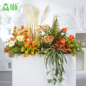 Caja de Flores Artificiales de Plástico Blanco, Decoración de Paisaje con Juncos, Plantas <span class=keywords><strong>para</strong></span> Bodas de Otoño, Separador de Espacios, Decoración Verde Sencilla - Product Image 3