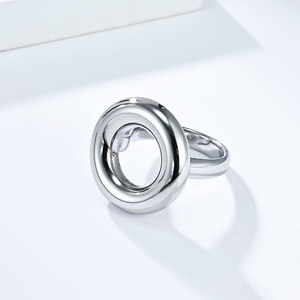 Geometric <b>Ring</b> Steel Gold Unisex Fashion Jewelry Gift Occasion Minimalist Exaggerated Round Design - Product Image 4