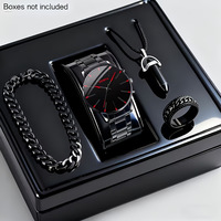 Montre de mode pour homme, ensemble de 4 pièces, montre en alliage pour homme avec collier à pendentif balle, ensemble d'accessoires de bijoux minimalistes