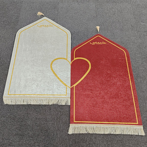 Textiles para el hogar forma de amor musulmán pareja regalo alfombra terciopelo cómodo suave felpa gruesa borla mezquita doble oración <span class=keywords><strong>Mat</strong></span> - Product Image 4