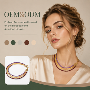 สร้อยคอแบบหลายชั้นชุบทองคำแท้ ประดับด้วยลูกปัดและอัญมณีธรรมชาติ เช่น อเมทิสต์ ซิทริน และโกเมน รับผลิตแบบ OEM/ODM ขายส่ง - Product Image 1