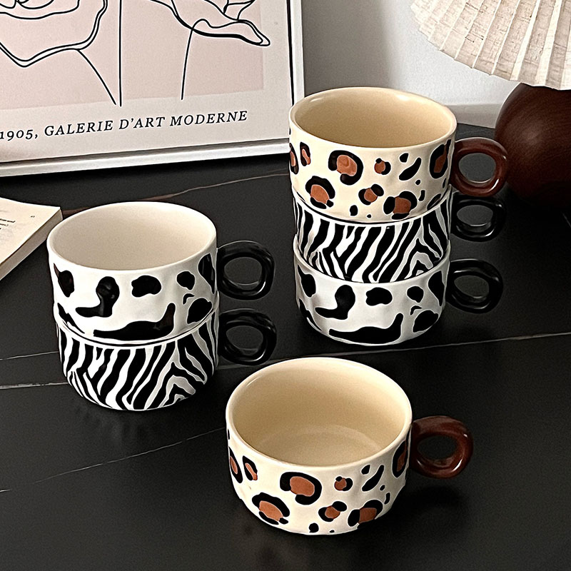 Creative Personalized Leopard Print Breakfast Cup High Appearance Level  Round Handle Coffee Cup| Alibaba.com