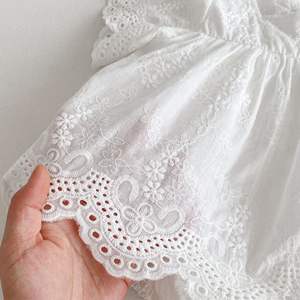 Robe barboteuse en coton crocheté à manches bouffantes et bordure en dentelle pour bébé fille Angou, tenue pour <span class=keywords><strong>sœur</strong></span> - Product Image 4