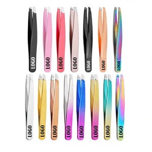 Meilleur kit de toilettage rose doré, ensemble de pinces à épiler pour sourcils et cils en acier inoxydable à pointe inclinée avec étui, marque privée - Product Image 2