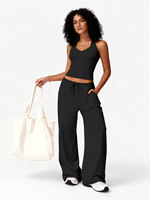 Ensemble de yoga pour femmes, 2 pièces, haut de sport et pantalon large, vêtements de sport actifs