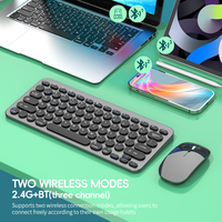 Combo de Teclado y Ratón Inalámbrico 2.4G+BT de Fábrica, 78 Teclas, ABS+Metal, Alta Calidad para Laptop, PC, Tablet, Plug and Play, Disponible en Stock
