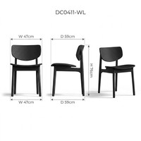 Chaise de salle à manger moderne en bois massif noir mat, style nordique minimaliste, chaise d'appoint en bois pour restaurant, café, salle à manger