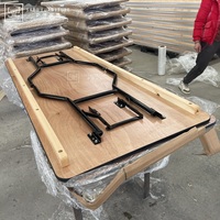 Tables de Repas Rectangulaires en Bois, Ensembles pour Salles de Conférence d'Hôtel, Tables Pliantes Portables de 1,8 m et 2,4 m et Chaises, Tables de Cuisine Pliables