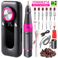 LIMEGRIL Perceuse à ongles portable rechargeable 35000 tr/min, dissolvant de vernis, moteur sans balais, matériau ABS, outil professionnel de salon de manucure