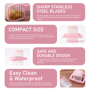 Cortador de Patatas Rosa con Cuchillas de Acero Inoxidable, Apto para Lavavajillas, Fácil de Limpiar, Compacto, Herramienta para Cortar Verduras en Cubos para Cocina - Product Image 3