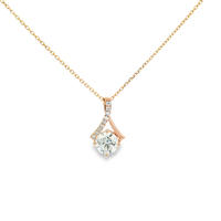 Collier solitaire en diamant rond cultivé en laboratoire certifié IGI, pendentif en or massif 18 carats, DEF VVS, bijoux personnalisés