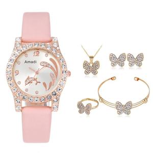 Amadi Montre haut de gamme pour femme Papillon Ensemble cinq pièces Automne Nouveau Décontracté Simple Mode Étudiant Style Exquis Dauphin Quartz - Product Image 4