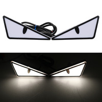 Feux LED universels pour moto, 1 paire, triangle, œil de démon, 12V, IP67, 2400LM, 6 couleurs, décoration de plaque d'immatriculation, rouge, bleu, vert