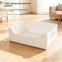 Lettiera per Gatti Pieghevole Portatile Monouso Extra Large, Toilette per Gatti in PP Impermeabile Monouso Mensile, Rialzata Anti-Schizzi