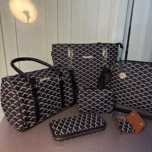 卸売カスタムプリントロゴ6ピースハンドバッグセットレザー財布高品質袋メインfemme de luxeレディーストートバッグ