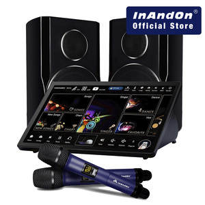 Machine de karaoké HD 5-en-1 Inandon Kd9max avec haut-parleurs, système de karaoké, écran tactile 15,6'', table de mixage, 2 micros sans fil, double système et 2G - Product Image 1