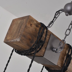 Vintage Natural Wooden Chandelier Industrial Loft Hanging Pendant <strong>Lights</strong> - Product Image 4