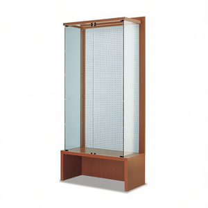 Vitrina Moderna con Fondo Perforado de 220 cm de Altura, Mueble de Exhibición con Base de Madera de Cerezo - Product Image 2