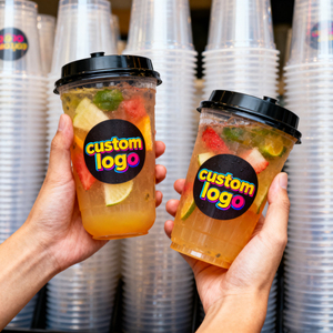 Custom LOGO Printed High Quality 16oz 20oz 32oz 12oz Clear Disposable <b>Cup</b> Coffee PET <b>Plastic</b> <b>Drinking</b> <b>Cups</b> with Lids and Straws - Product Image 1