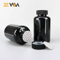 Bouteille cylindrique personnalisable en PET recyclé multi-capacités pour emballage de capsules et de comprimés avec couvercle à clapet