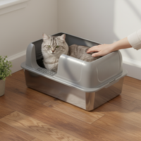 Grande litière ouverte en acier inoxydable anti-fuite à dégagement rapide, facile à nettoyer, anti-odeur, écologique, pour éleveurs, refuges et toilettage