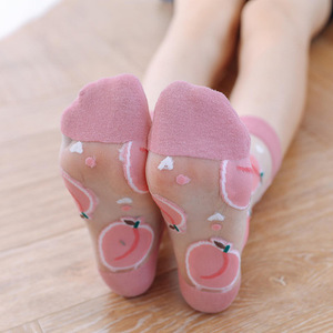 2021 plus récent fruit élastique mignon été chaussettes cristal Transparent soie chaussettes femmes - Product Image 4
