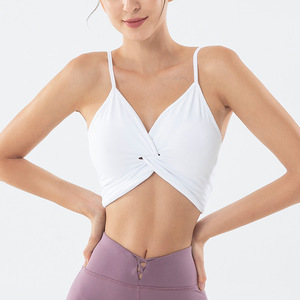 Sm622 Débardeur court de yoga et sport pour femme, grande taille, séchage rapide, léger, extensible dans les quatre sens, avec logo personnalisé et torsion avant - Product Image 3