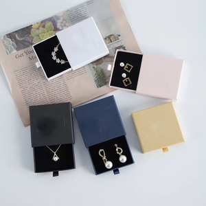 Luxury Minimalist Black Slide Drawer Jewelry Box Collection Custom Logo Printed Rigid <b>Cardboard</b> <b>Boxes</b> for All Jewelry Styles - Product Image 6