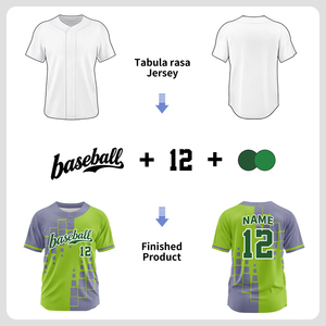 Maillot de baseball respirant en polyester pour homme grande taille avec boutons, broderie et impression par sublimation, modèle vierge ZP25033 - Product Image 2