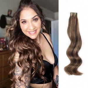 Extensiones de Cabello Remy Brasileño de Doble Trama con Adhesivo, 100% Cabello Humano Virgen Liso y Ondulado, Color Personalizado, Venta al Por Mayor - Product Image 3