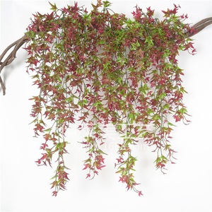 Planta Artificial de Sauce Llorón con Hojas Verdes y Rojas de 100cm-200cm, Decoración Colgante de Pared para Fondo de Transmisión en Vivo - Product Image 1