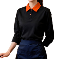 Polo à manches longues en coton, style coréen moderne, pour restaurant, tenue de travail asiatique, uniforme de hôtel et de resort pour serveuses